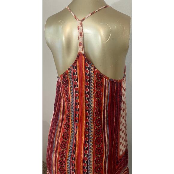 Angie Y2K T Back Mini Dress Fring Festival Boho Cover Up Tank Strappy Small - Picture 7 of 10